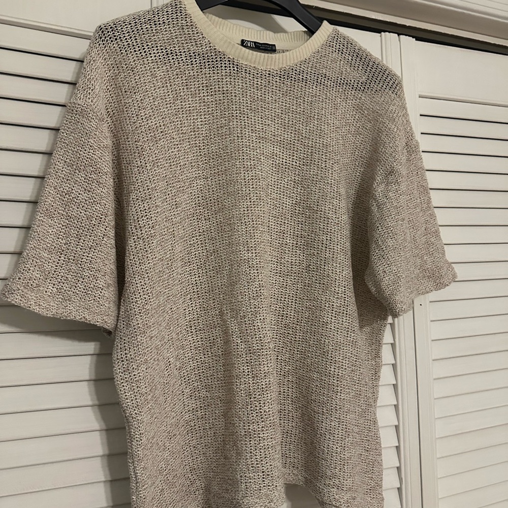 Zara Women Beige Knit Top and Pants